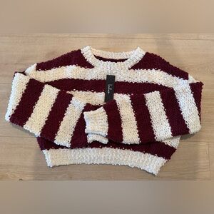 Lulu's Maroon and Cream Striped Sweater